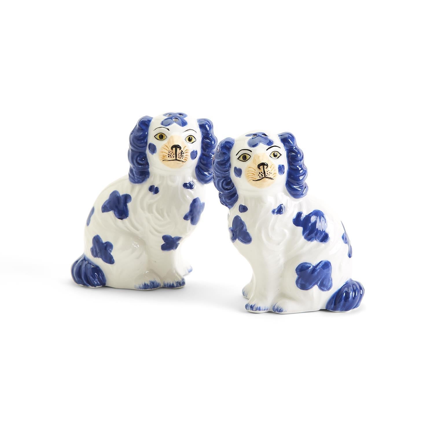 STAFFORDSHIRE DOG S&P SHAKER SET - BLUE
