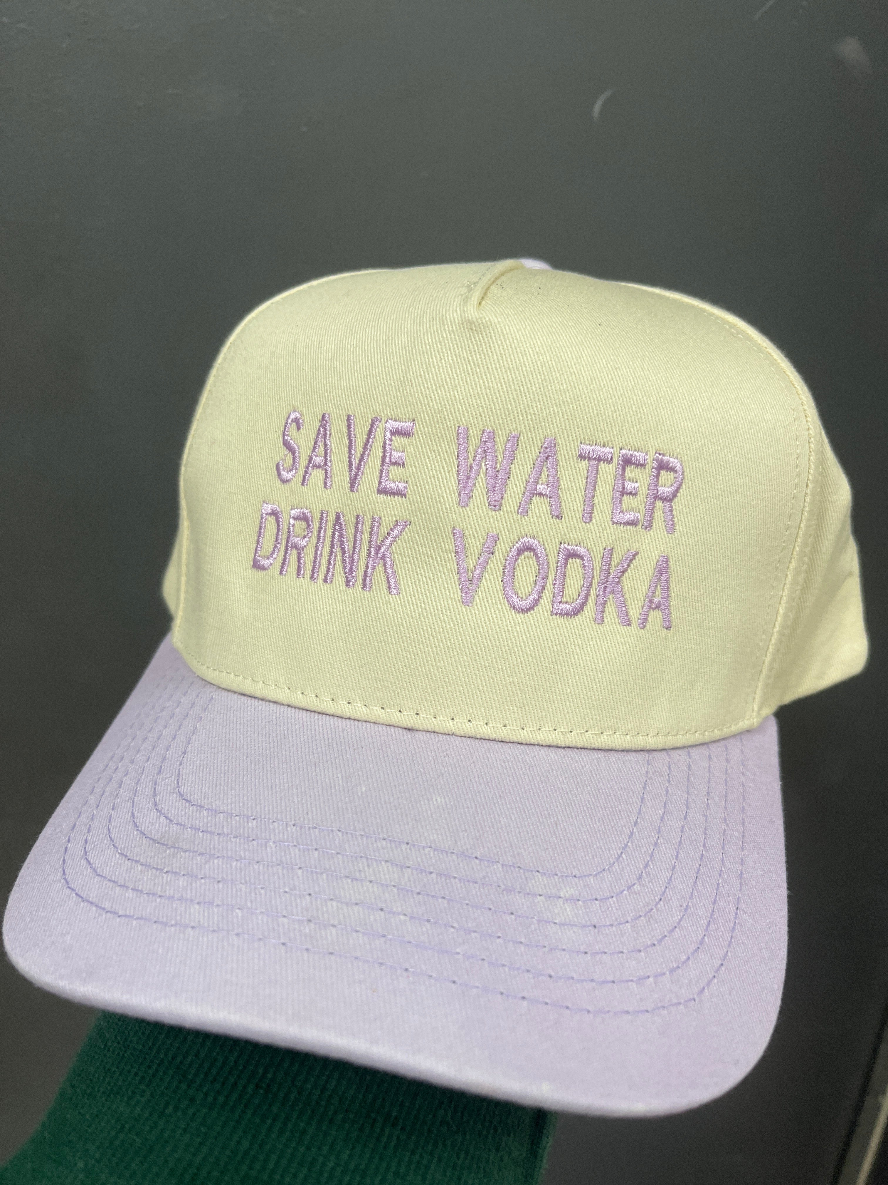 IVORY/PURPLE HAT - SAVE WATER DRINK VODKA