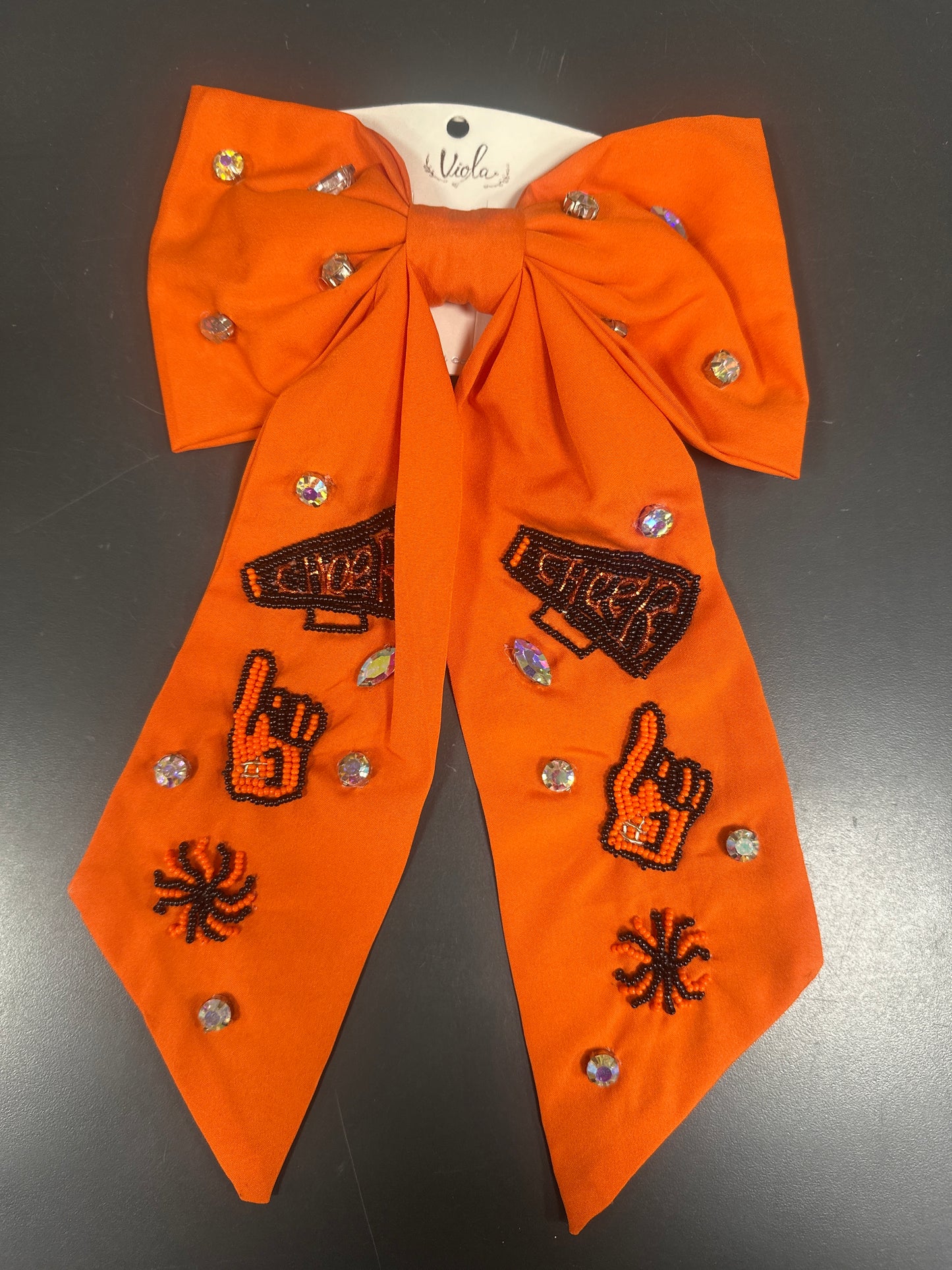 3 ICON CHEER BOW - ORANGE/BLACK