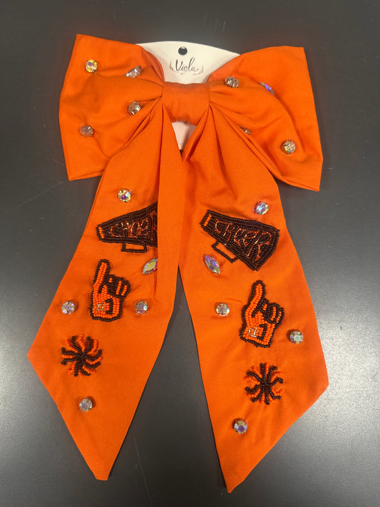 3 ICON CHEER BOW - ORANGE/BLACK