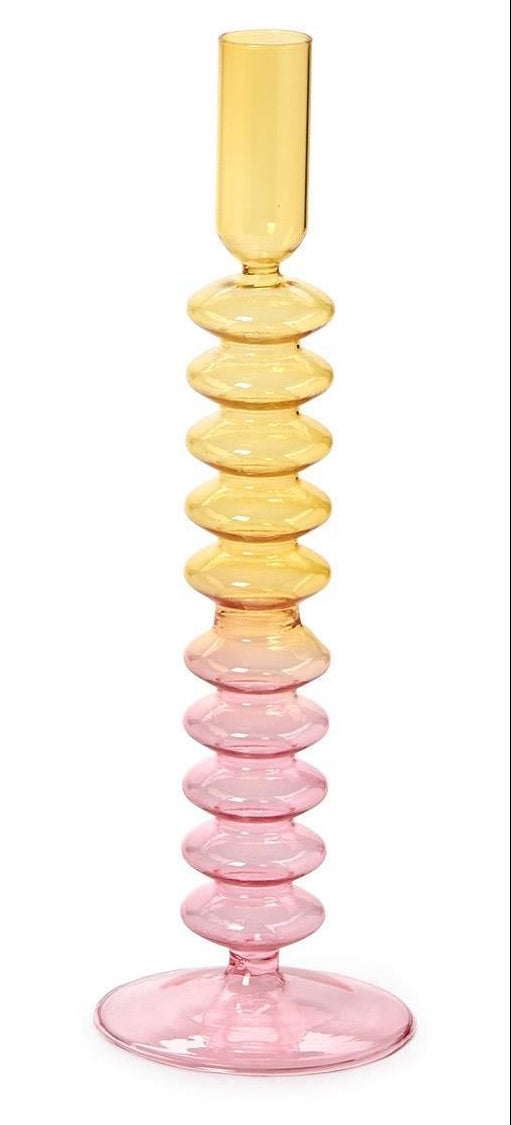 HAND-BLOWN GLASS TAPER CANDLESTICK CANDLE HOLDER