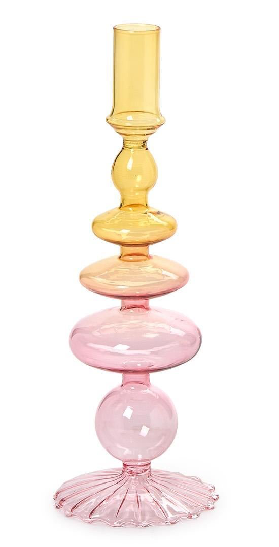 HAND-BLOWN GLASS TAPER CANDLESTICK CANDLE HOLDER