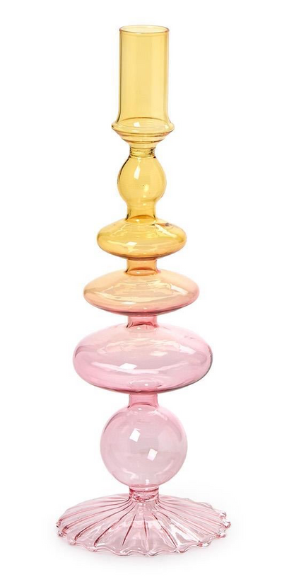 HAND-BLOWN GLASS TAPER CANDLESTICK CANDLE HOLDER