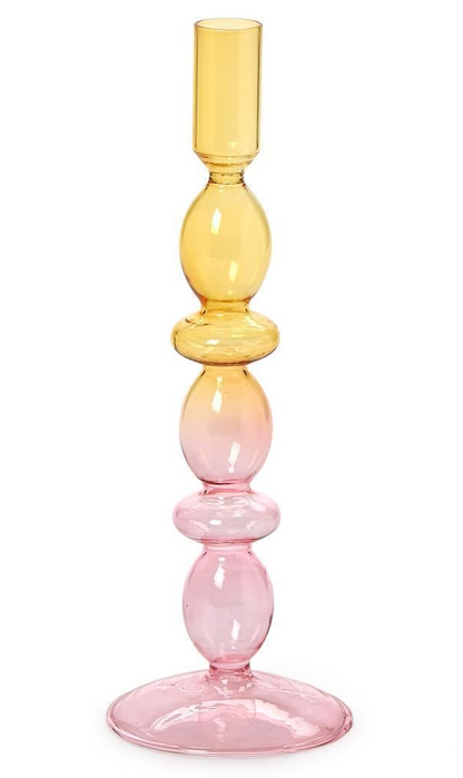 HAND-BLOWN GLASS TAPER CANDLESTICK CANDLE HOLDER