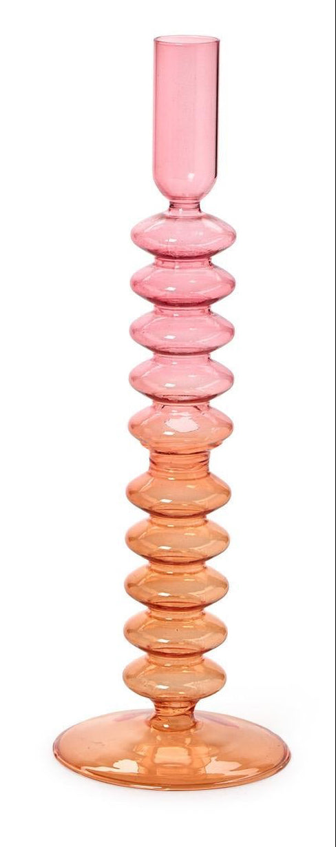 HAND-BLOWN GLASS TAPER CANDLESTICK CANDLE HOLDER