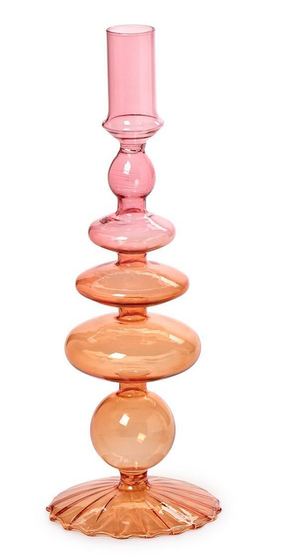 HAND-BLOWN GLASS TAPER CANDLESTICK CANDLE HOLDER
