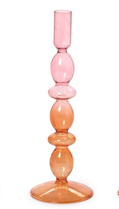 HAND-BLOWN GLASS TAPER CANDLESTICK CANDLE HOLDER