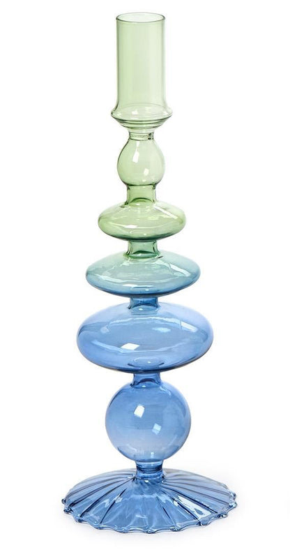 HAND-BLOWN GLASS TAPER CANDLESTICK CANDLE HOLDER