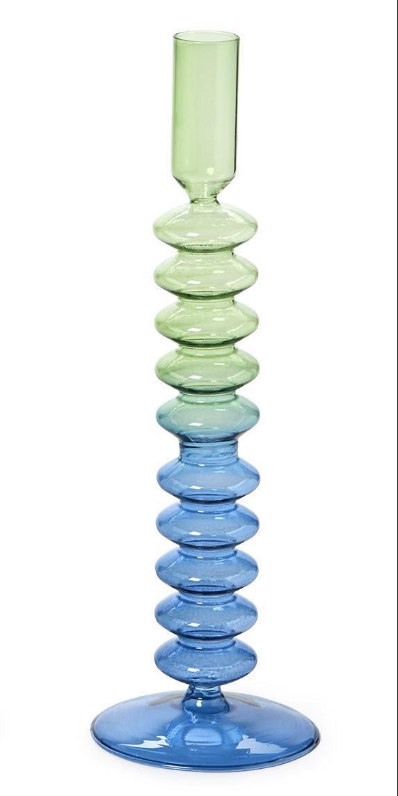 HAND-BLOWN GLASS TAPER CANDLESTICK CANDLE HOLDER