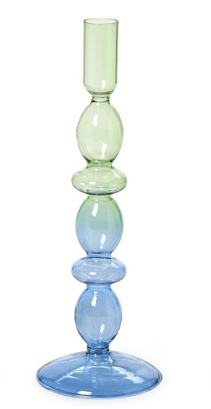 HAND-BLOWN GLASS TAPER CANDLESTICK CANDLE HOLDER