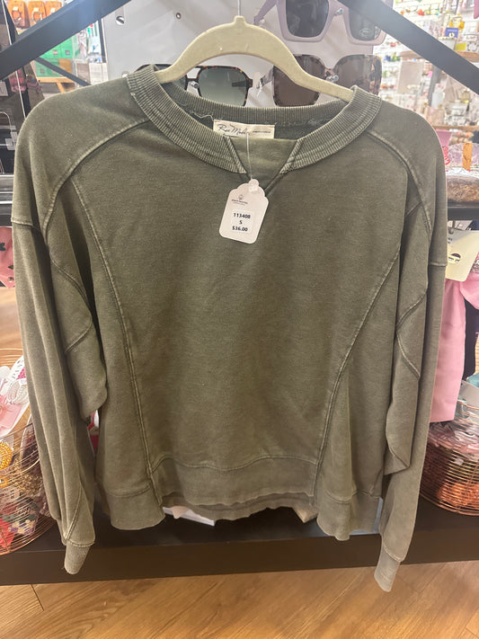 FRENCH TERRY PULLOVER - ARMY GREEN - 3XL