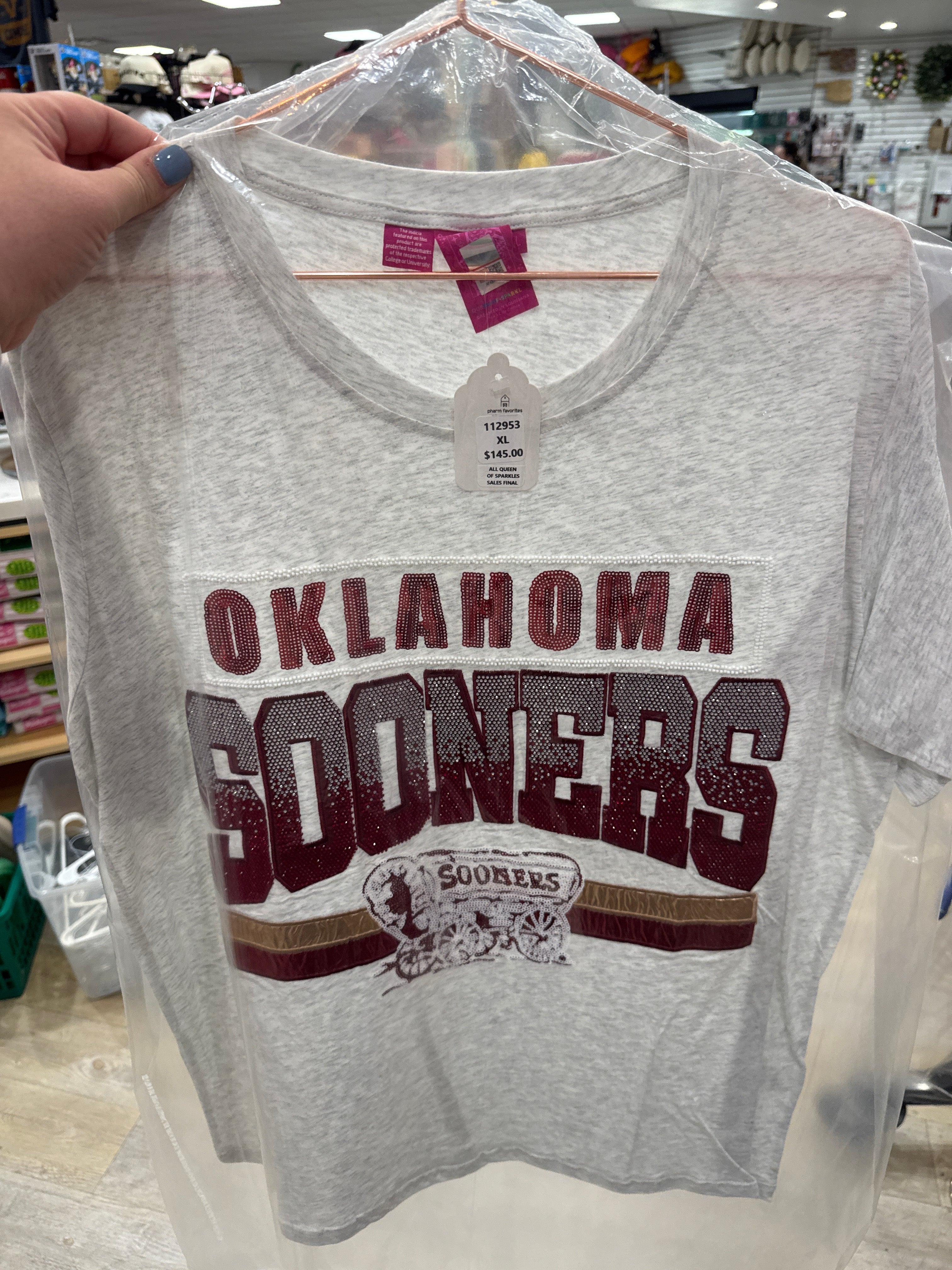 OKLAHOMA SOONERS BEADED TEE