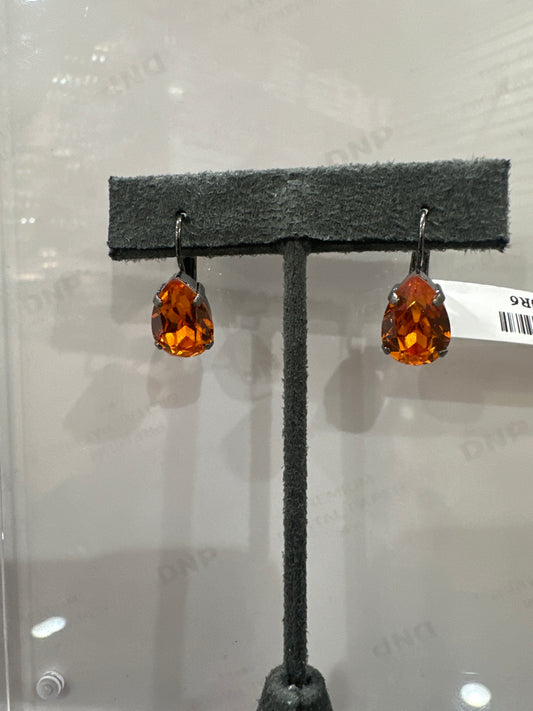 MARIANA EARRINGS - BLK - LG ORANGE TEARDROP