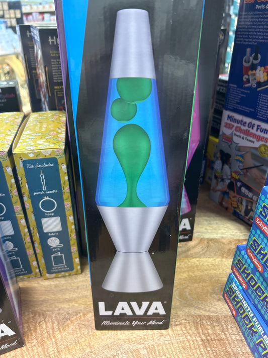 LAVA LAMP BLUE GREEN SILVER
