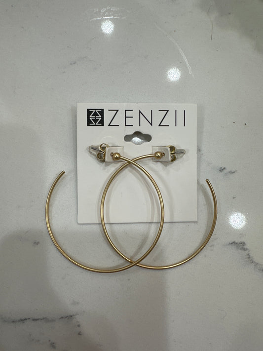 LG SLIM GOLD BEAD OPEN HOOP EARRINGS - MATTE GOLD