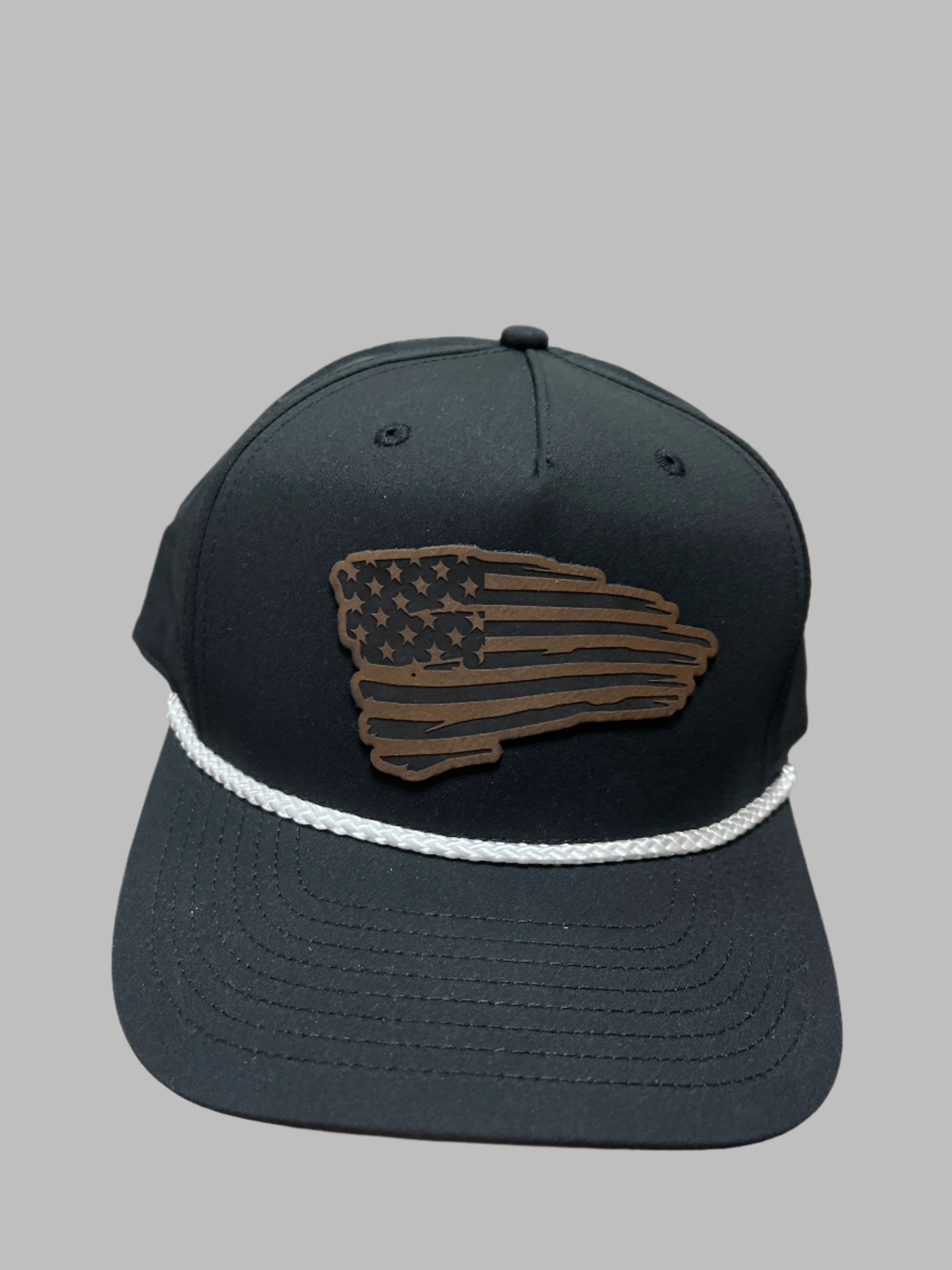 BLACK HAT W/CAMO WAVING BROWN FLAG PATCH
