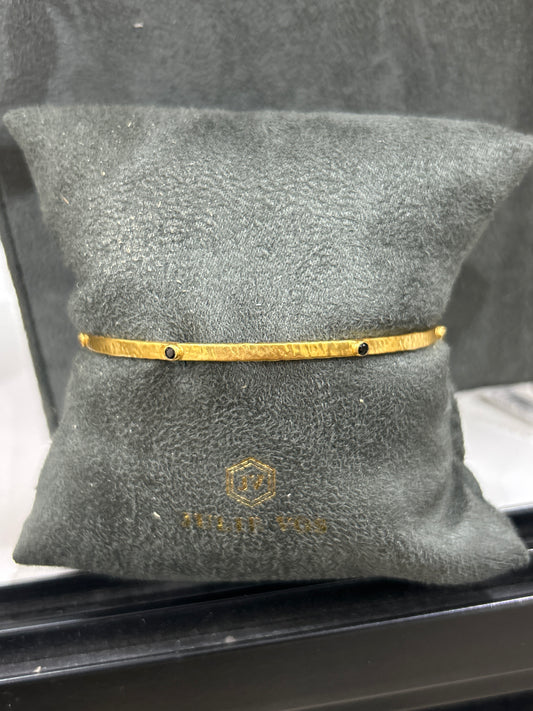 CRESCENT BANGLE GOLD OBSIDIAN BLACK - M