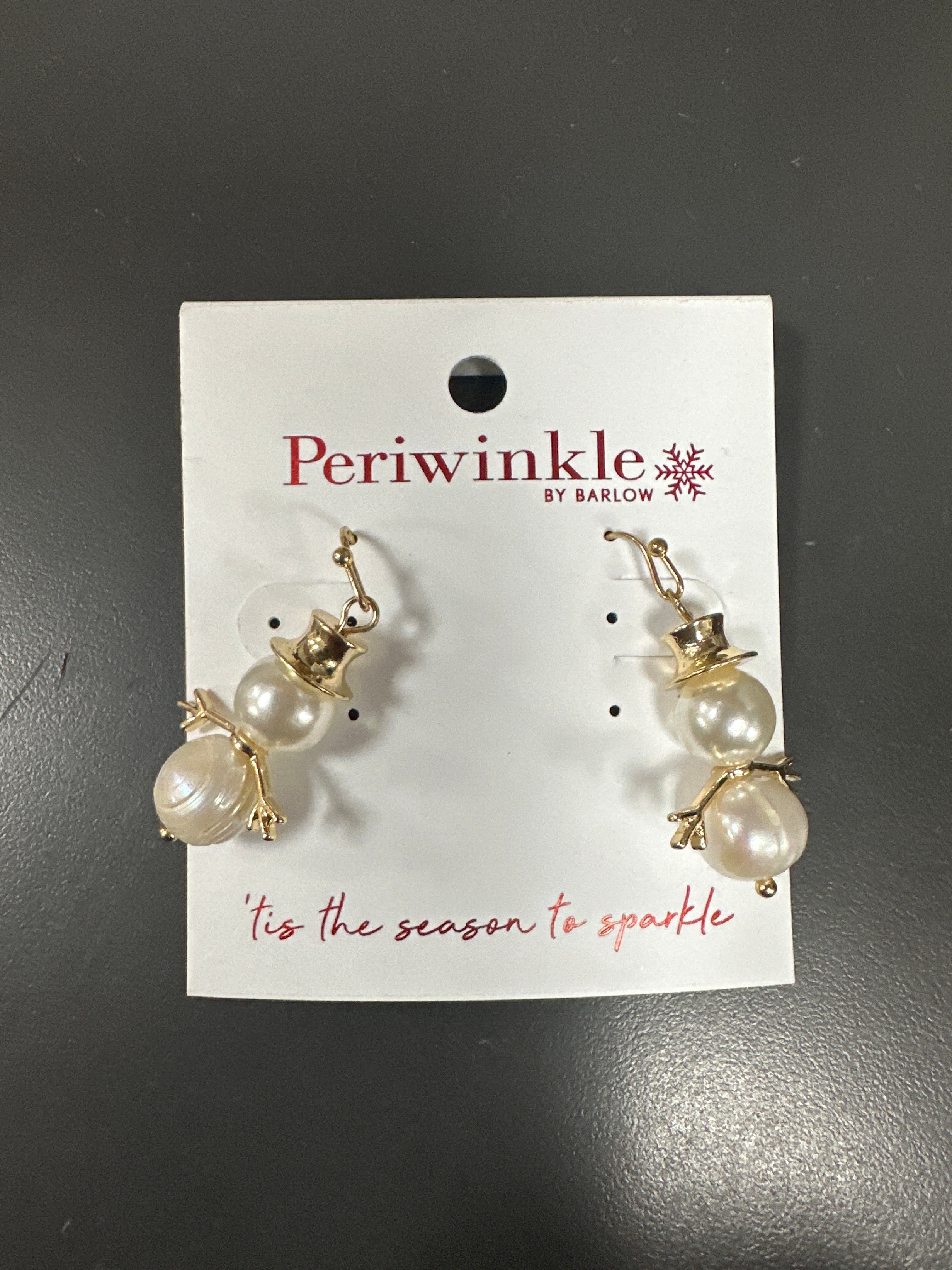 GOLD/PEARL SNOWMAN EARRINGS