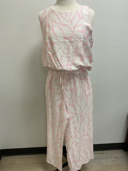 PINK WITH WHITE FLOWERS 2 PC PANT SET