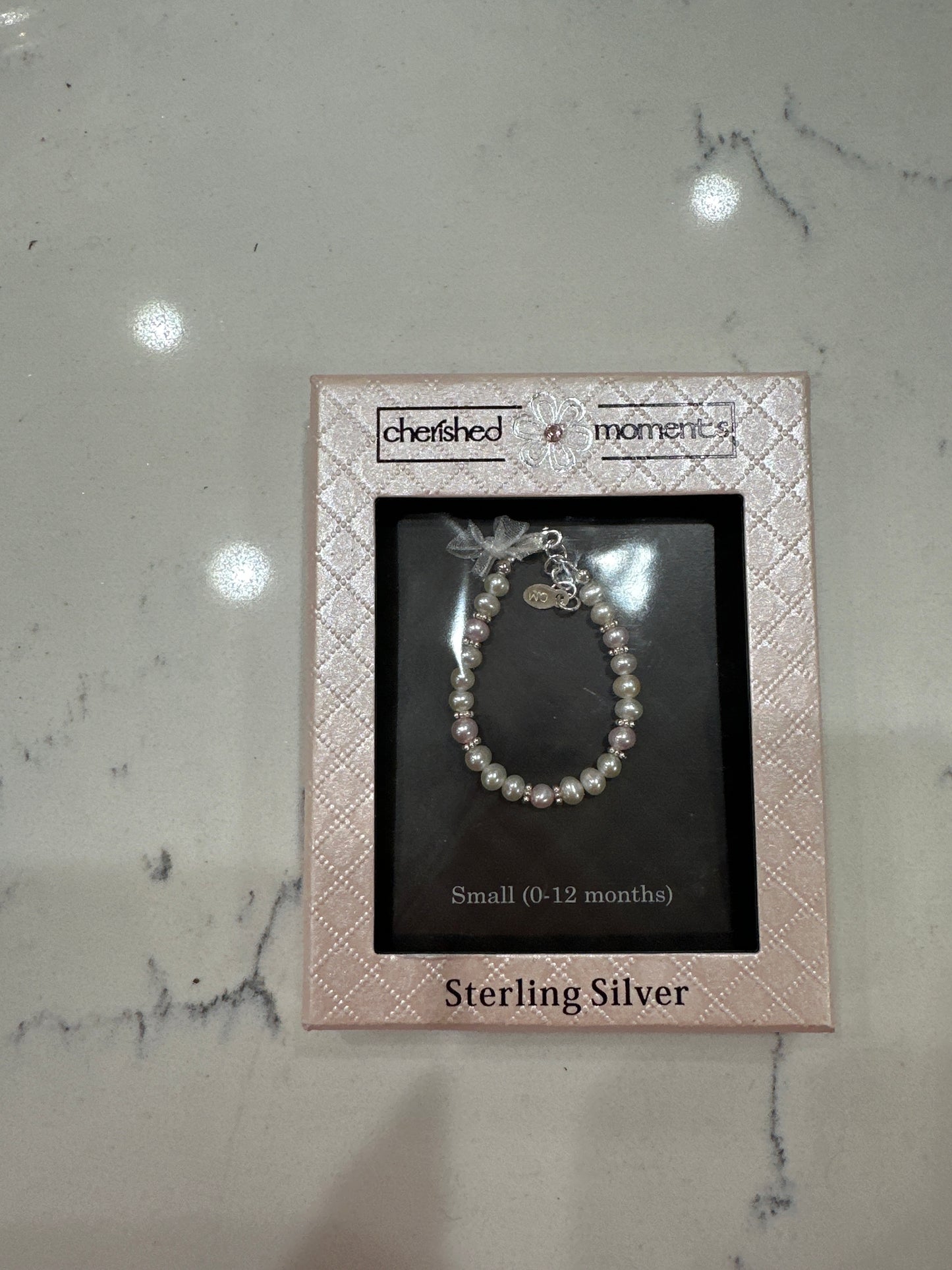 ADDIE - SLVR BRCLT W/PNK & WHT PEARLS - SM