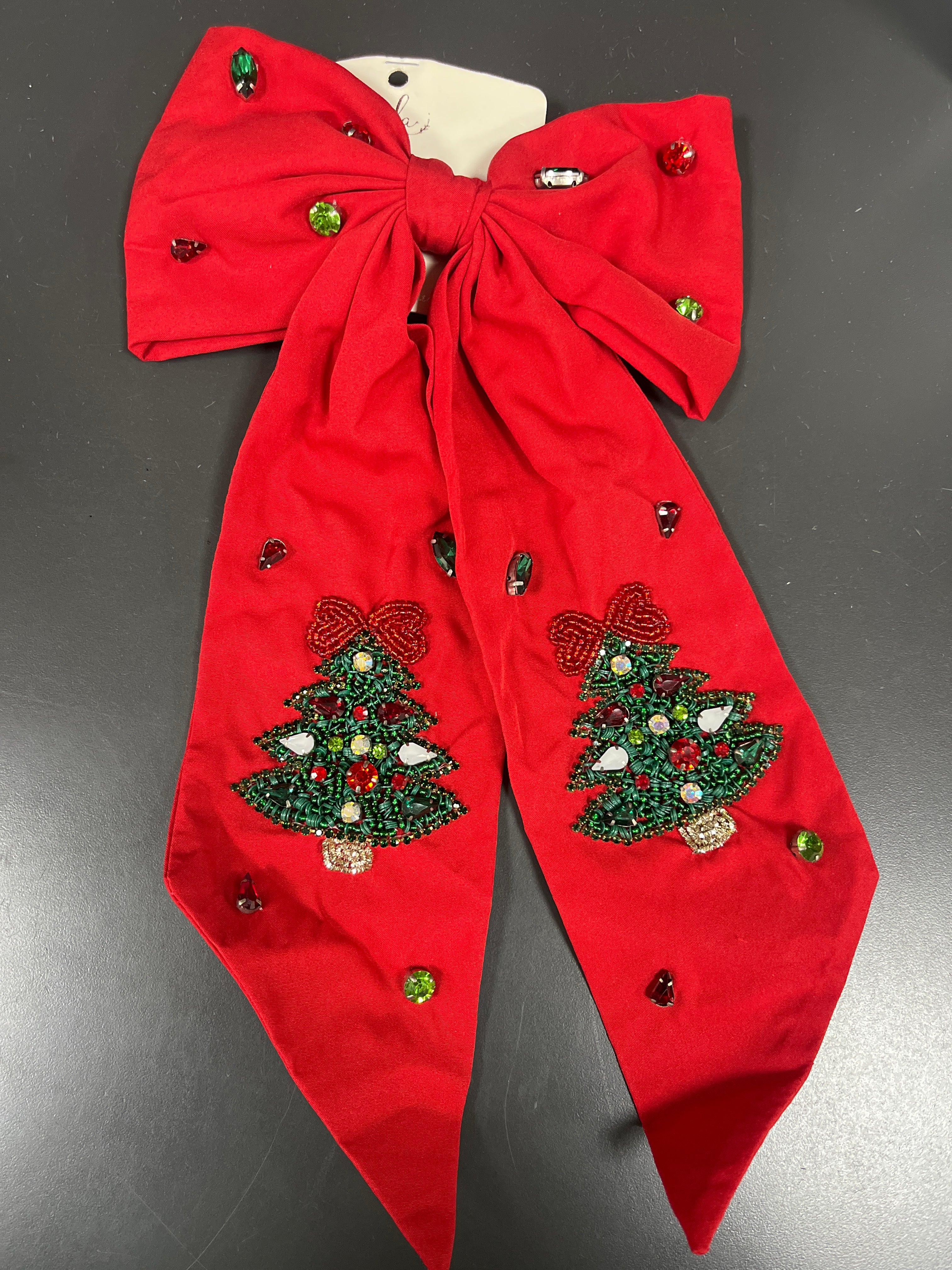 CHRITMAS TREE HAIR BOW - RED