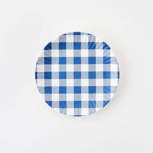 Blue Gingham Paper Plate, St/4, Melamine