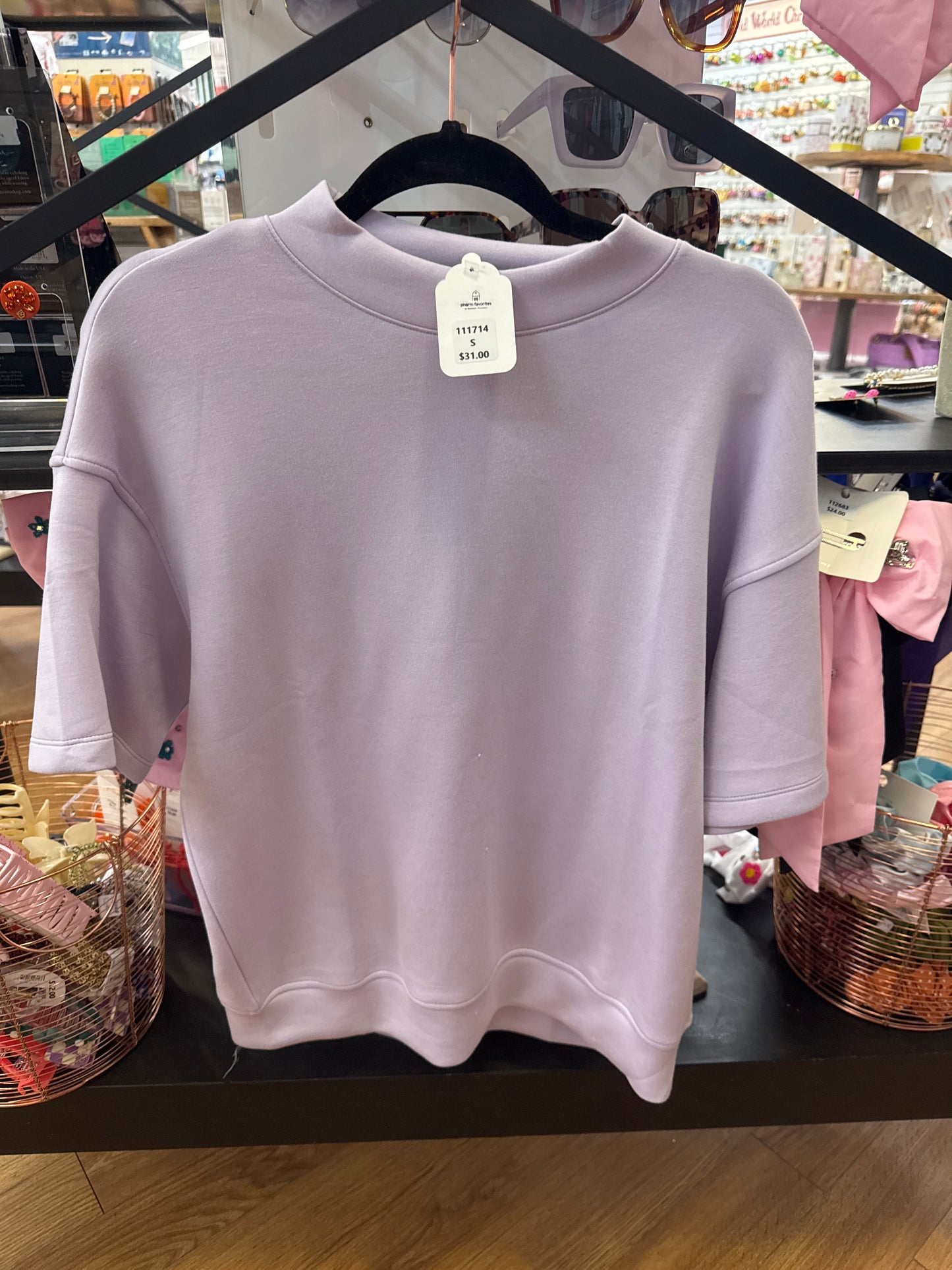 SCUBA MOCK NECK SS TOP - LAVENDER - 3XL