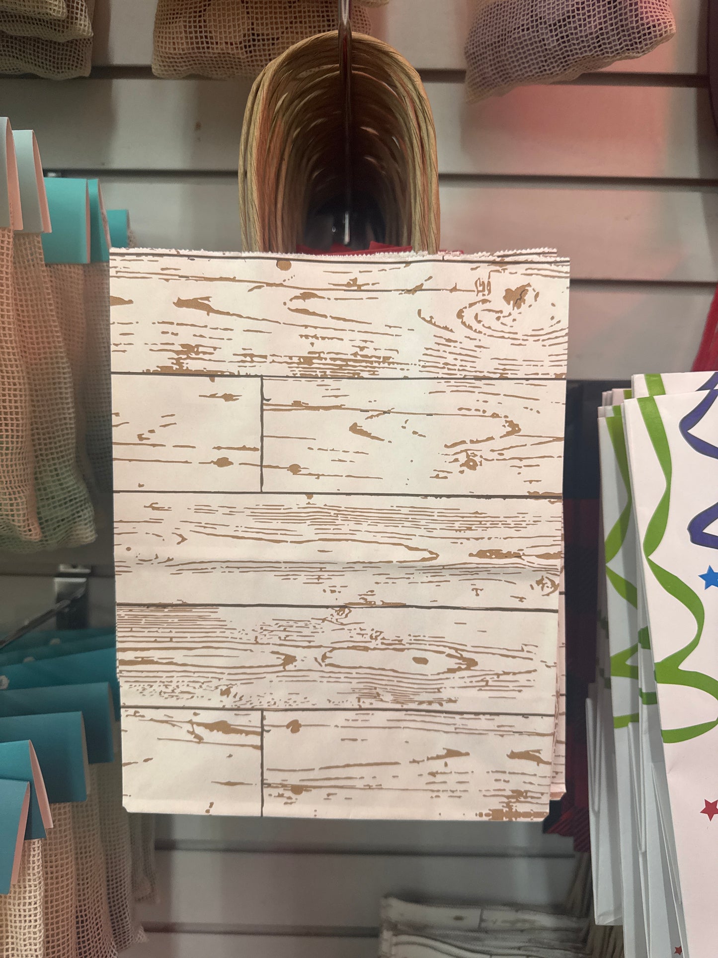 GIFT BAGS DISTRESSED WOOD PAPER SMALL BAG - Pharm Favorites by Economy Pharmacy