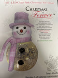 7.87" LED GLASS PINK CHRISTMAS SNOWMAN