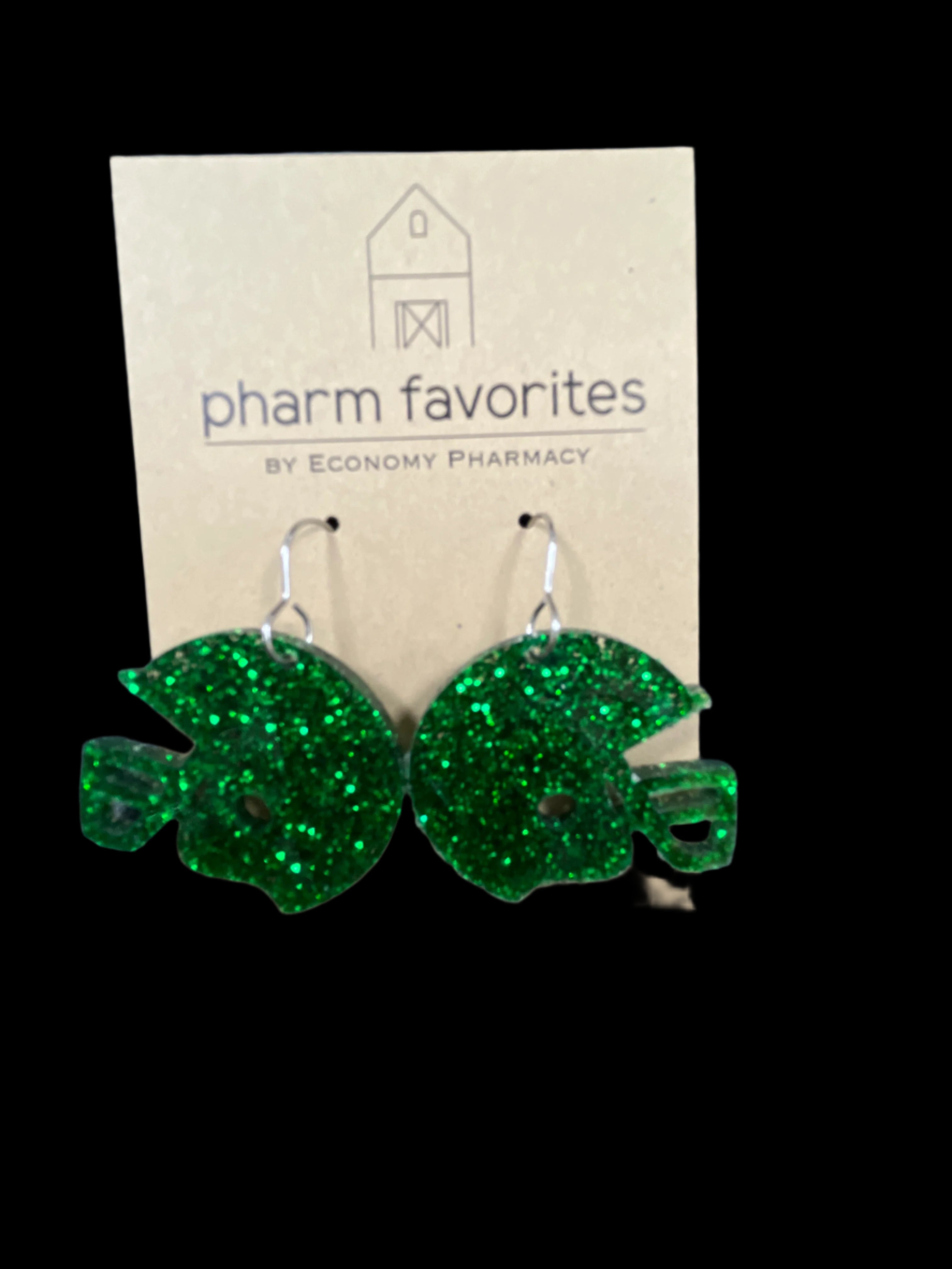 GLITTER ACRYLIC FOOTBALL HELMET EARRINGS