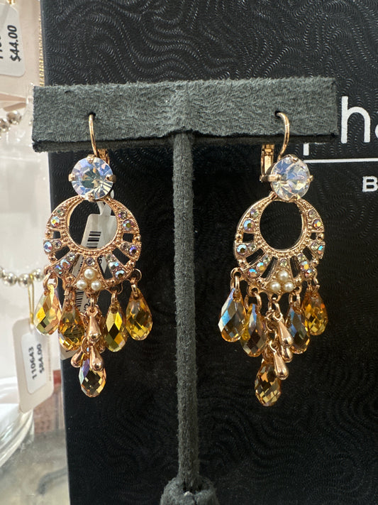 MARIANA EARRINGS - ROSE GOLD - AMBER CHANDELIER