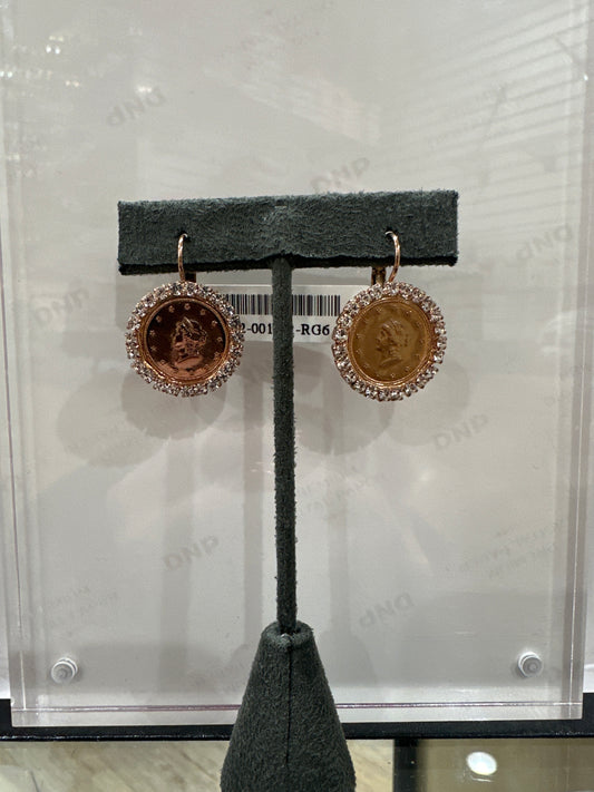 MARIANA EARRING-RG- COIN DANGLE W/CLR STONES