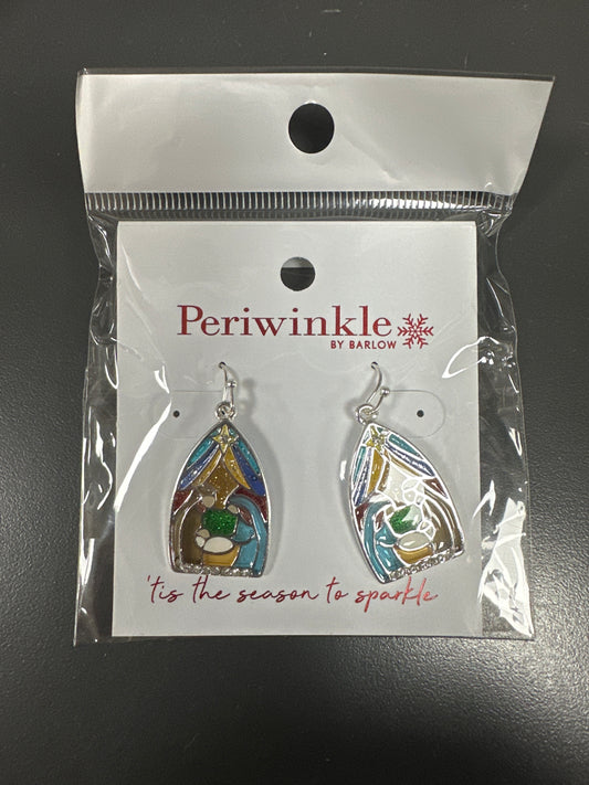 ENAMEL GLITTER NATIVITY EARRINGS