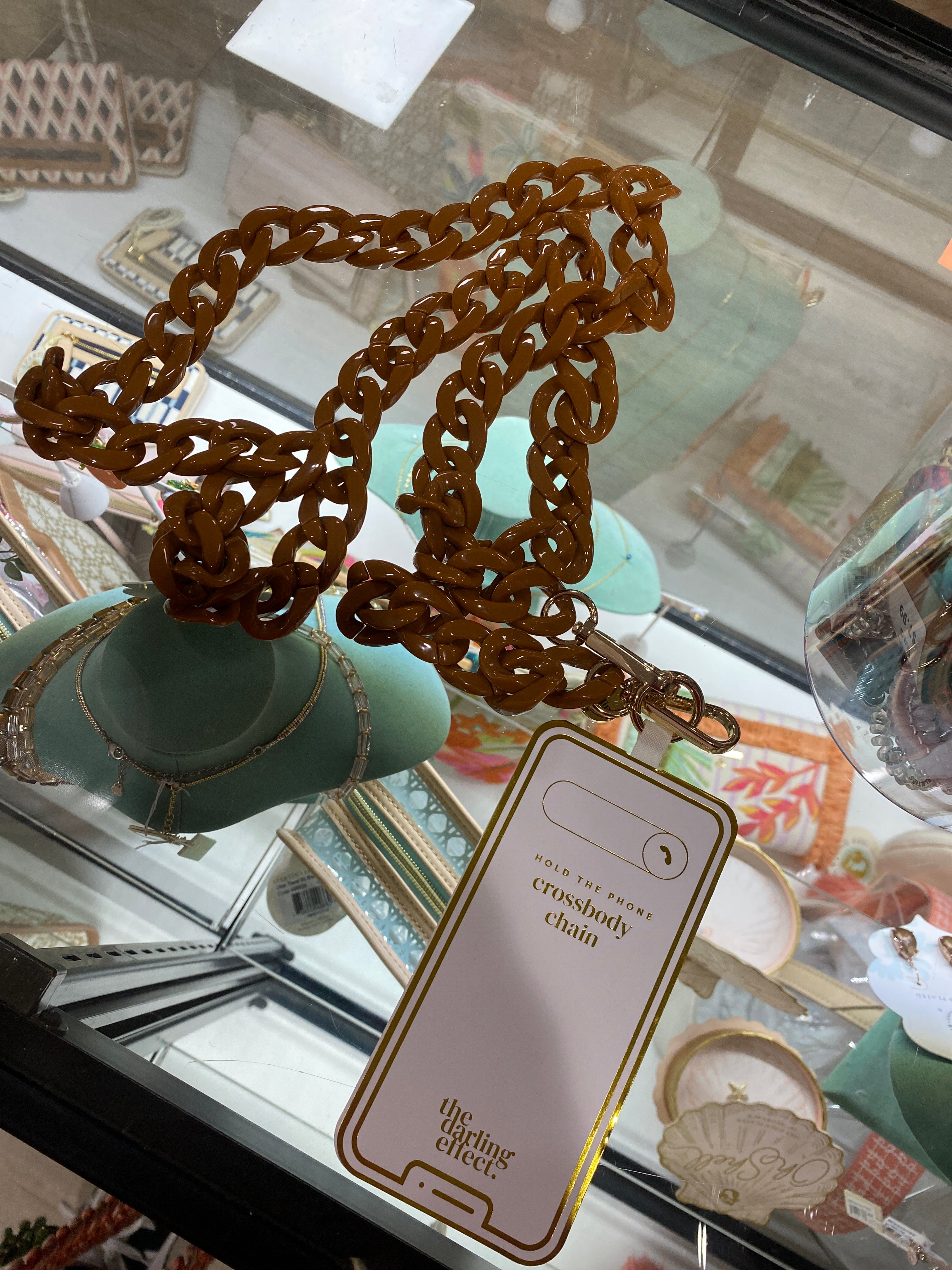 HOLD THE PHONE CROSSBODY CHAIN - MOCHA BROWN