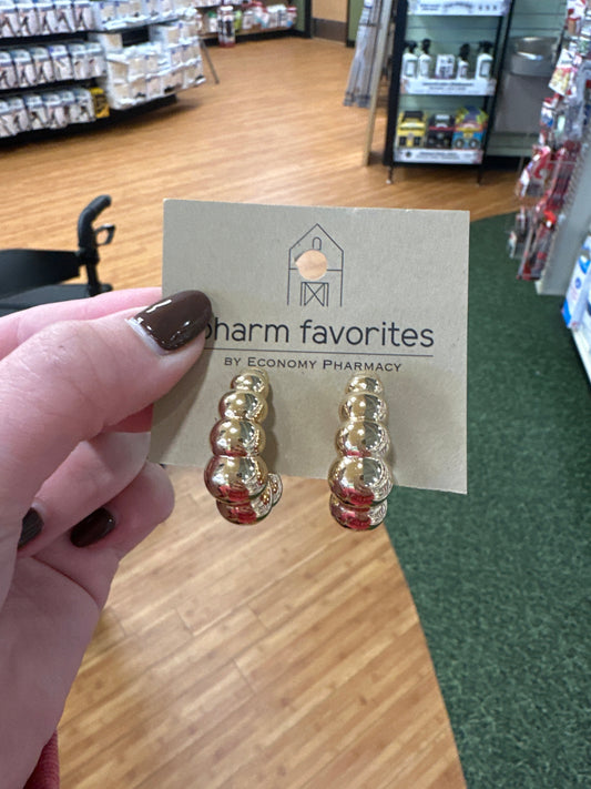 GOLD TEXTURED TEARDROP/COMMA EARRINGS