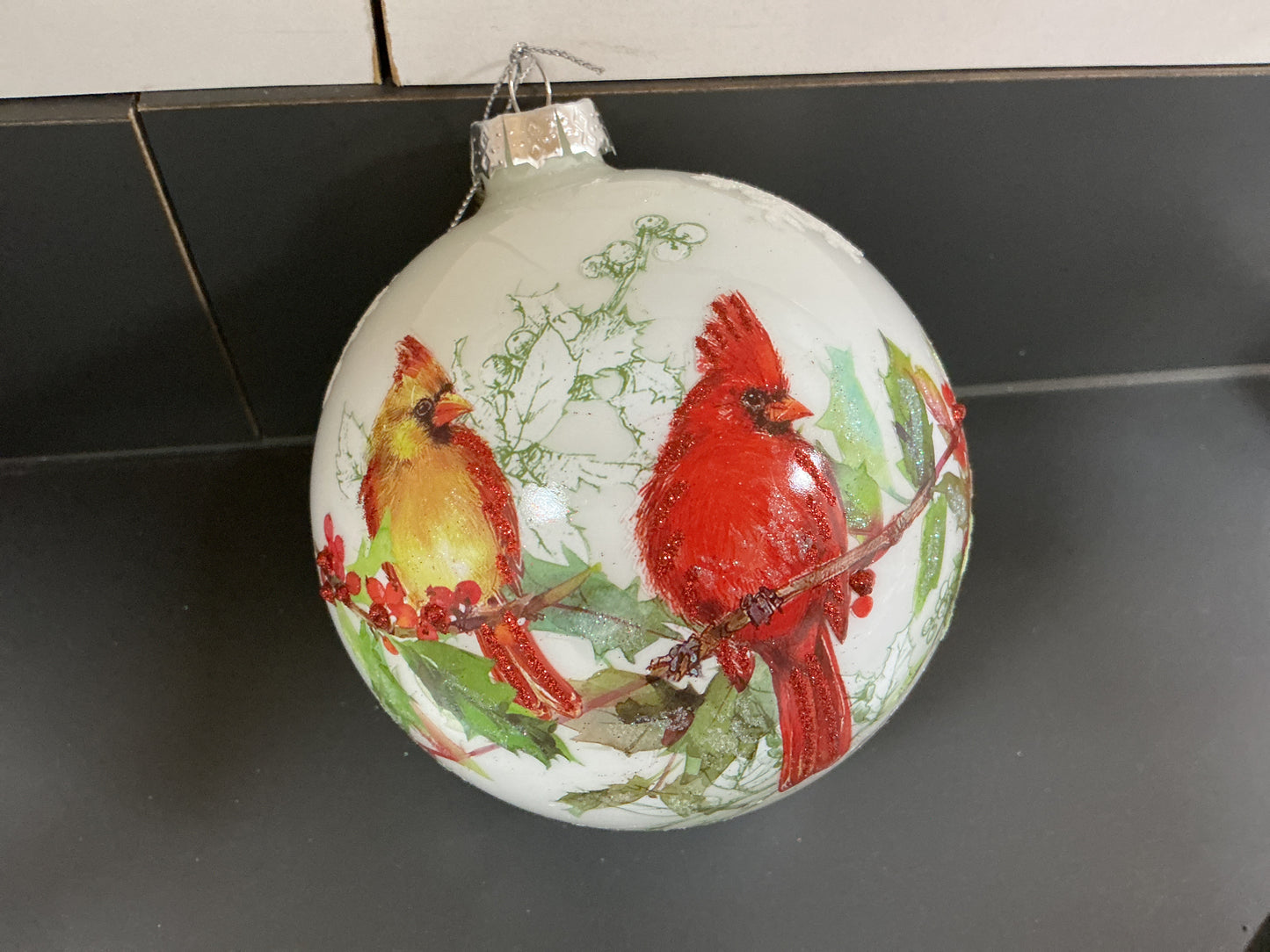 Cardinal  Couple Ball Ornament 5”