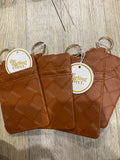 WOVEN KEYCHAIN WALLET - COGNAC