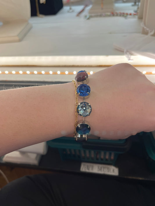 SLVR BRCLT BLUE & PLUM STONES