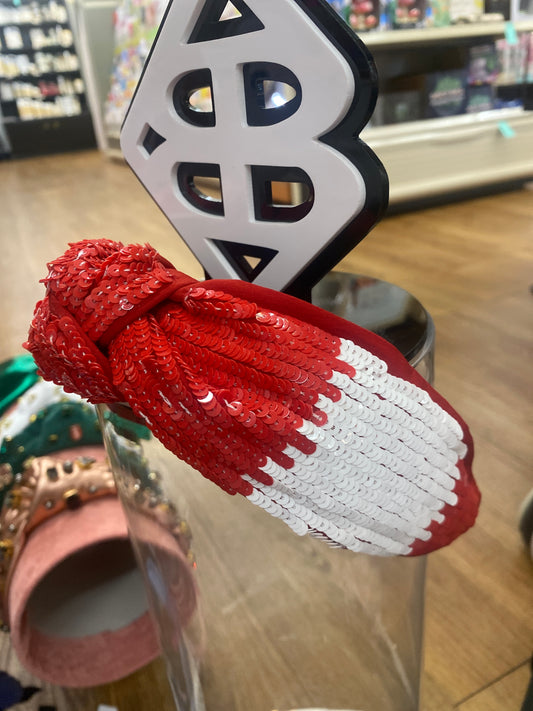 SANDERS SEQUIN HEADBAND - RED & WHITE