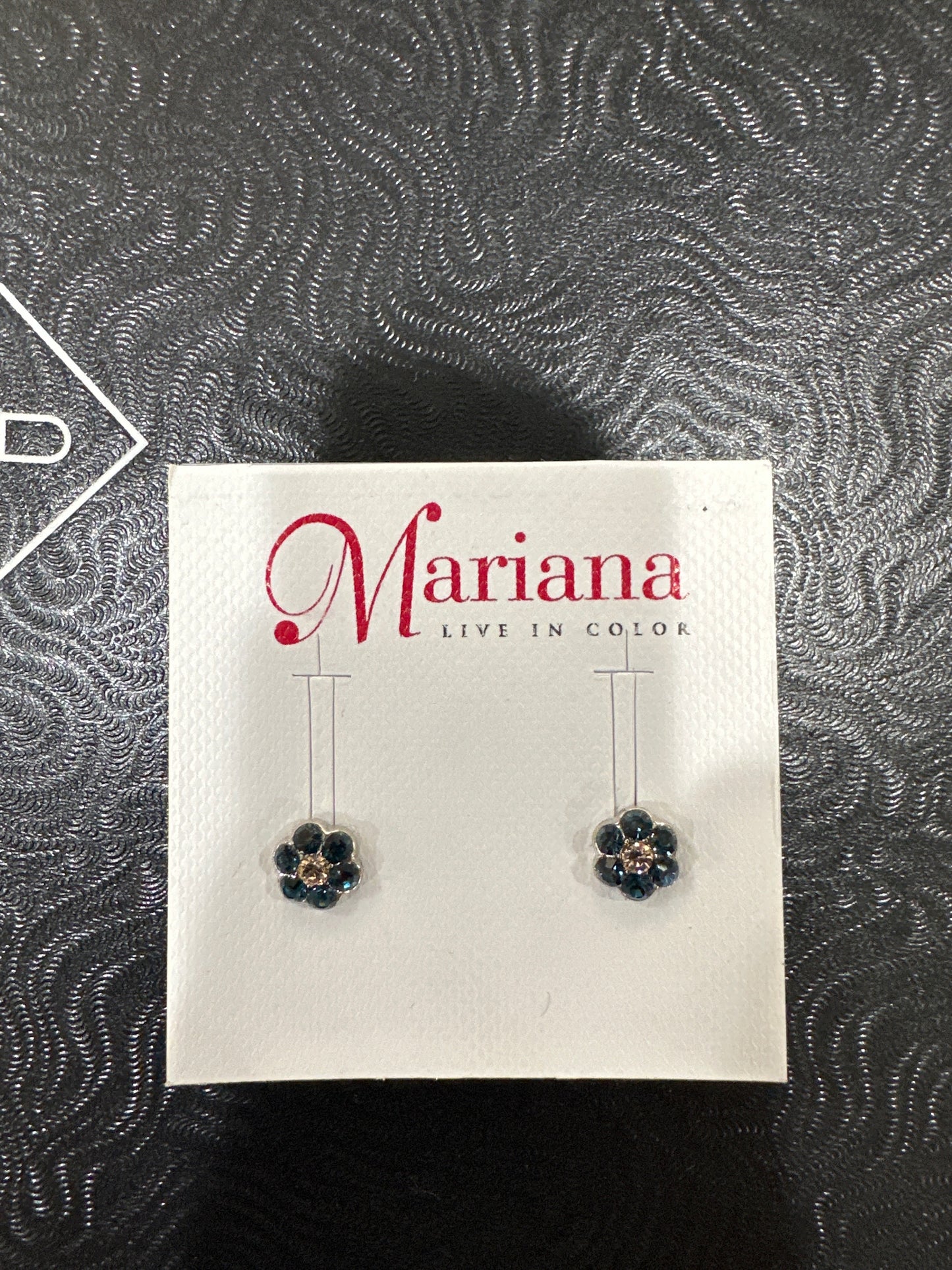 MARIANA EARRINGS -SLVR - SM FLOWER TEAL&CHAMPAGNE