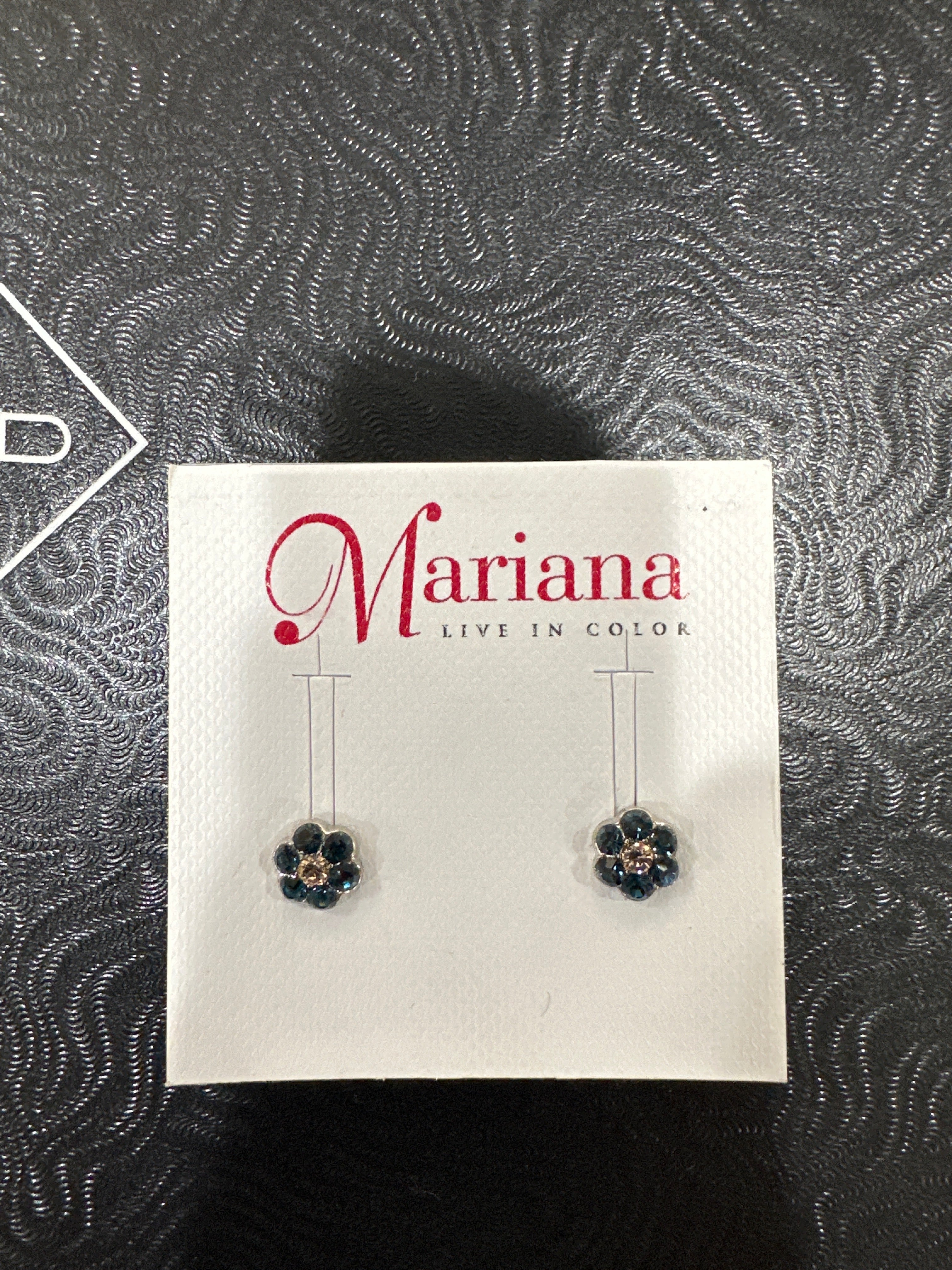 MARIANA EARRINGS -SLVR - SM FLOWER TEAL&CHAMPAGNE