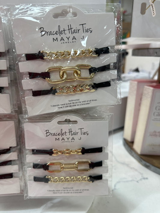 BRACELET HAIR TIES - GLD/BLK - SET OF 3