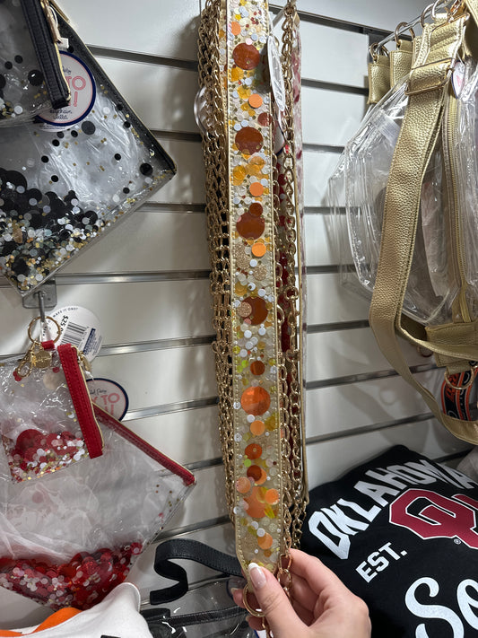 CONFETTI ADJUSTABLE BELT STRAP - ORANGE BURST