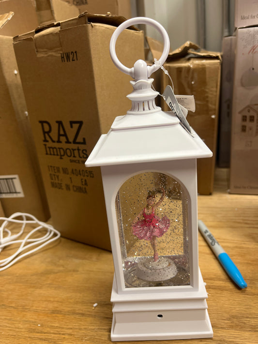 BALLERINA WHITE GLITTER LANTERN