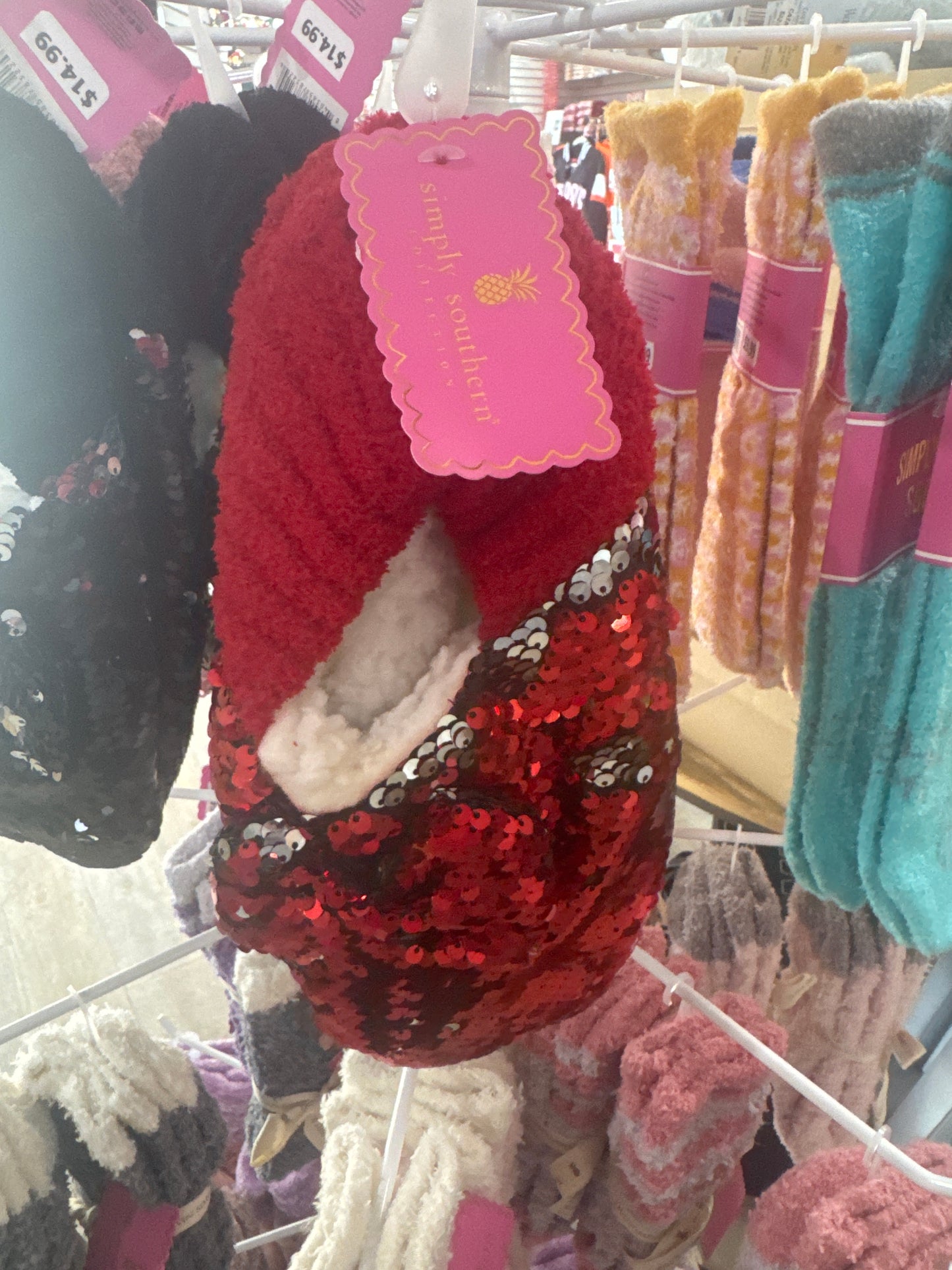 SEQUIN SLIPPERS - RED
