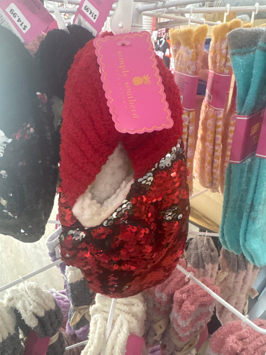 SEQUIN SLIPPERS - RED