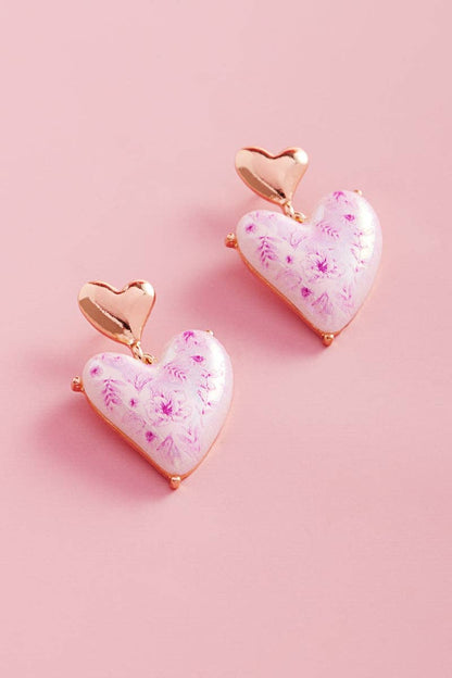 Valentine Heart Pearl Vintage Flower Post Earrings