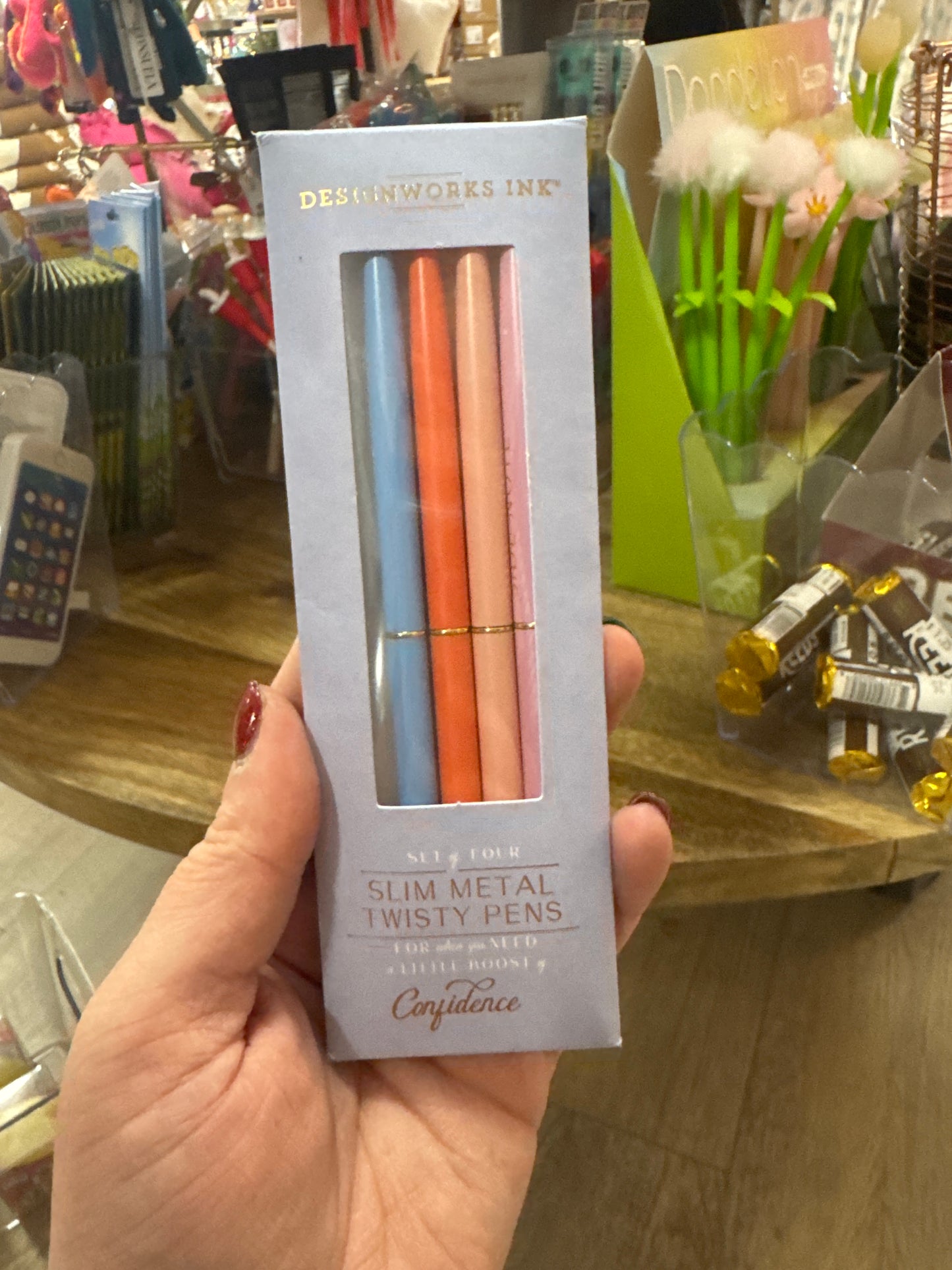 TWISTY SLIM METAL PENS - SET OF 4 - BLUE