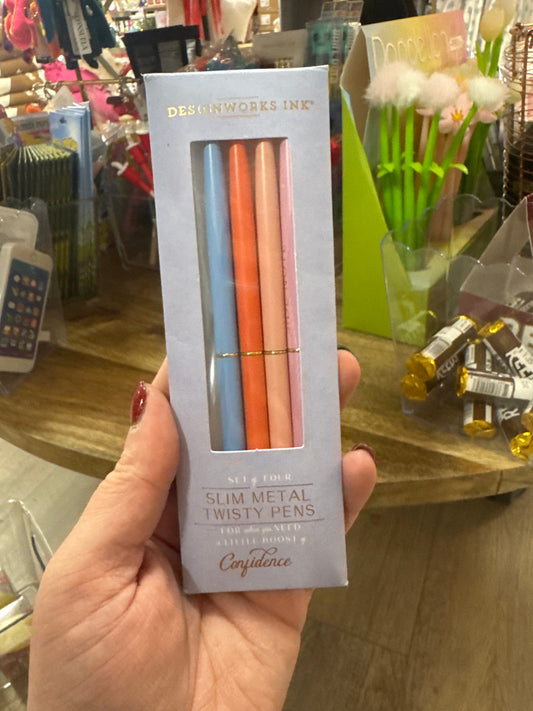 TWISTY SLIM METAL PENS - SET OF 4 - BLUE