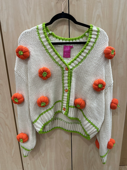 3D Knitted Pumpkin Cardigan